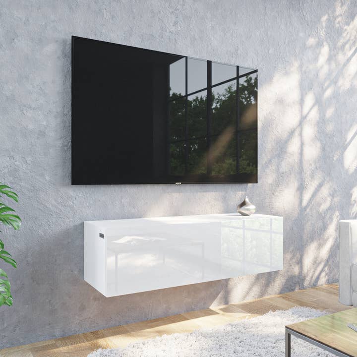 PLATAN ROOM - Wholesale Console Table - TV Cabinet TV Stand 105 cm Hanging or Standing White Gloss2