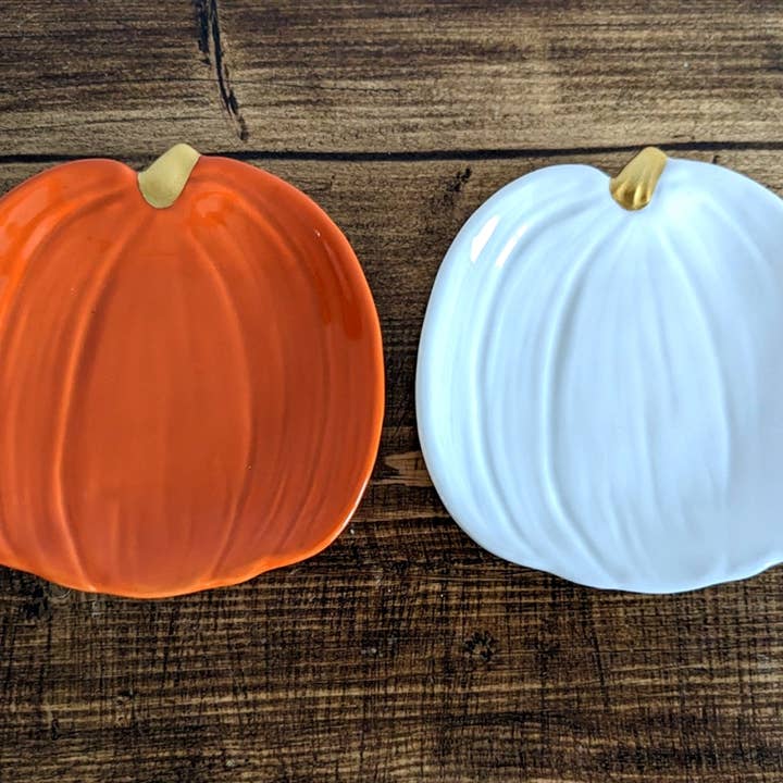 Sparks Gift Wholesalers - Wholesale Jewelry Dish - AM60037 - 2asst Ceramic Pumpkin Plate & Trinket Dish 13cm