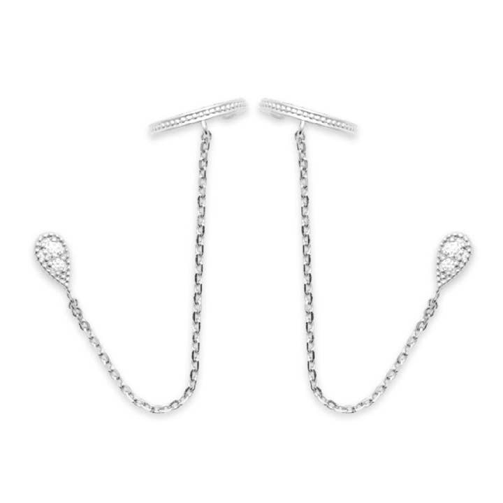 JewelryPrivate Label Amelia 925 Sterling Silber plattiert Rhodium Ohrringe Cubic Zirkonia für den Großhandel von Jewelry Private Label