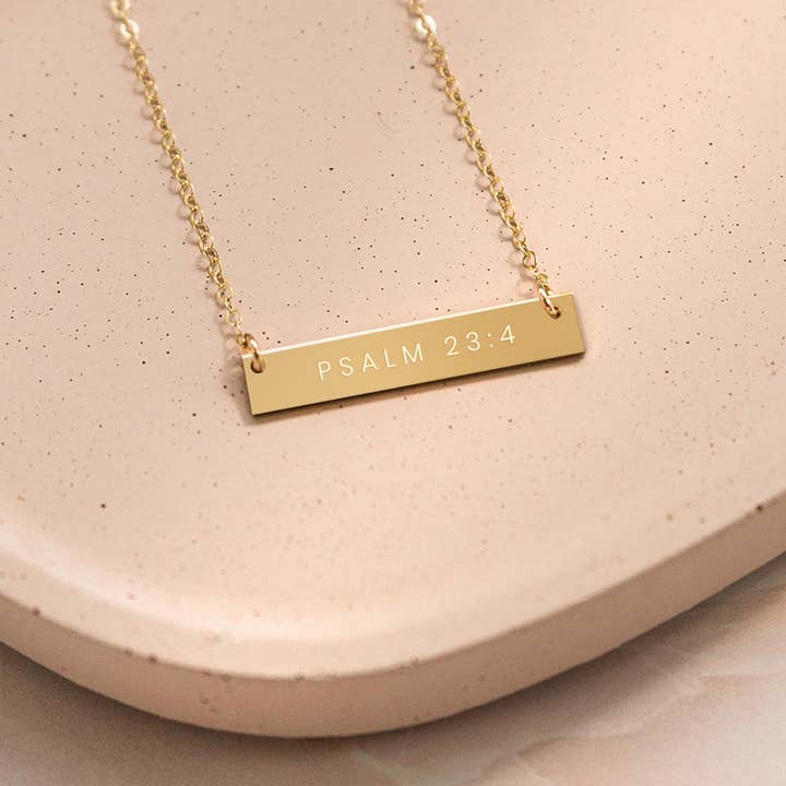 Psalm 23:4 Bijbeltekst gouden staafketting voor wholesale door Zen and Zuri