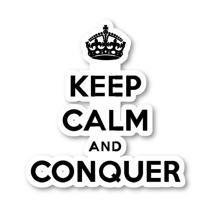 Keep Calm And Conquer Girl Boss, set di adesivi in vinile per laptop da 2,5, 3 e 4 pollici, Girl Boss per laptop, telefono, bottiglia d'acqua, auto e altro (confezione da 3) per la vendita all'ingrosso da parte di FunPopStickers
