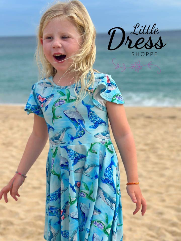 Vestito a Balena Floreale con Volant per la vendita all'ingrosso da parte di Little dress shoppe