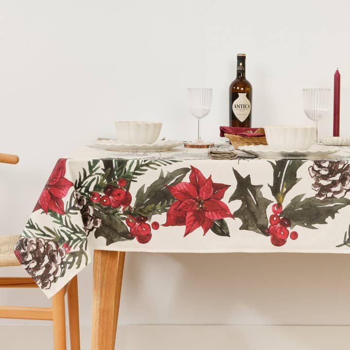 Christmas Flowers 2 Stain-Resistant Resin Tablecloth for wholesale by SG HOGAR