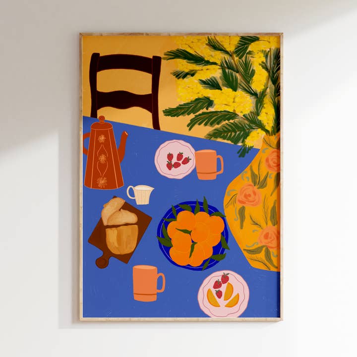 Breakfast in Italy Art Print | Foodie Wall Art for wholesale by Elsa Eleni