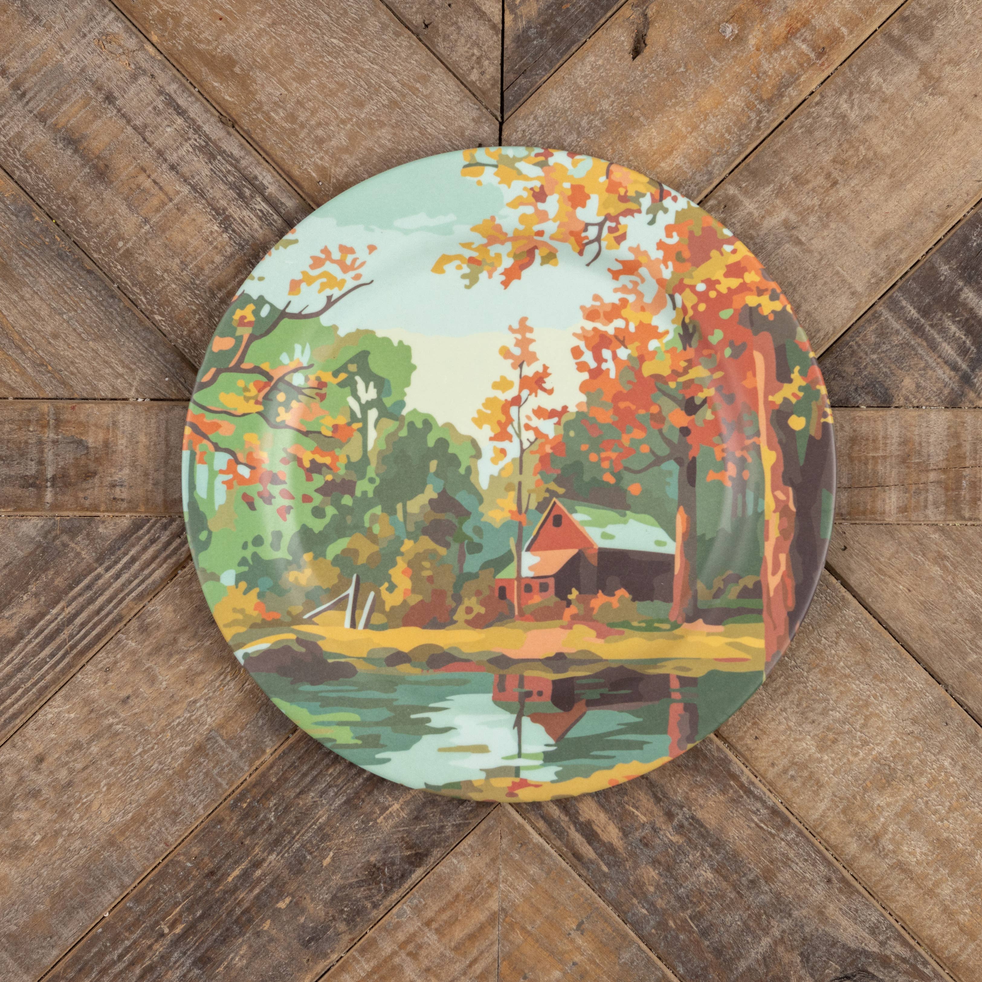 Ragon House - Wholesale Decorative Plate/Dish/Bowl - CABIN IN THE WOODS PAINT BY NUMBER PLATE1