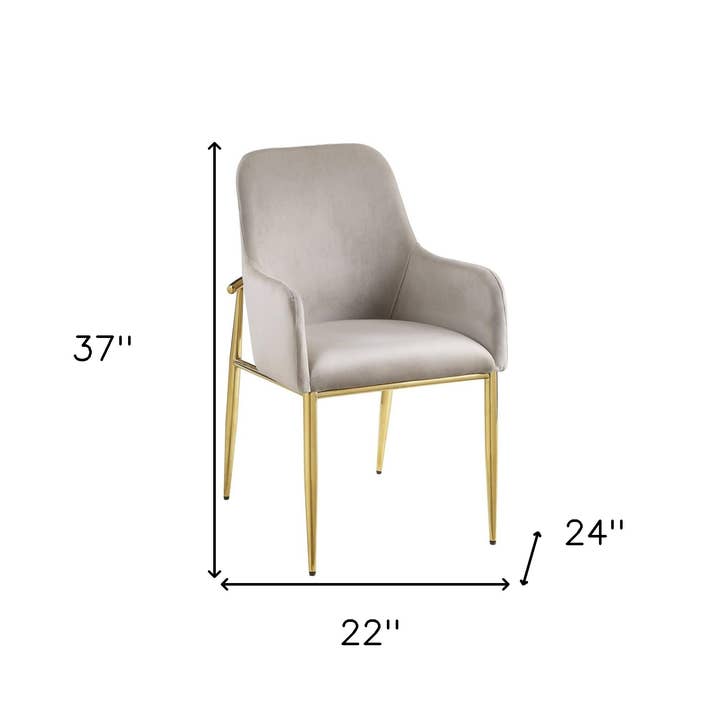 HomeRoots - Wholesale Chair - Set of Two Gray and Gold Upholstered Velvet And Metal Dining Side Chairs2