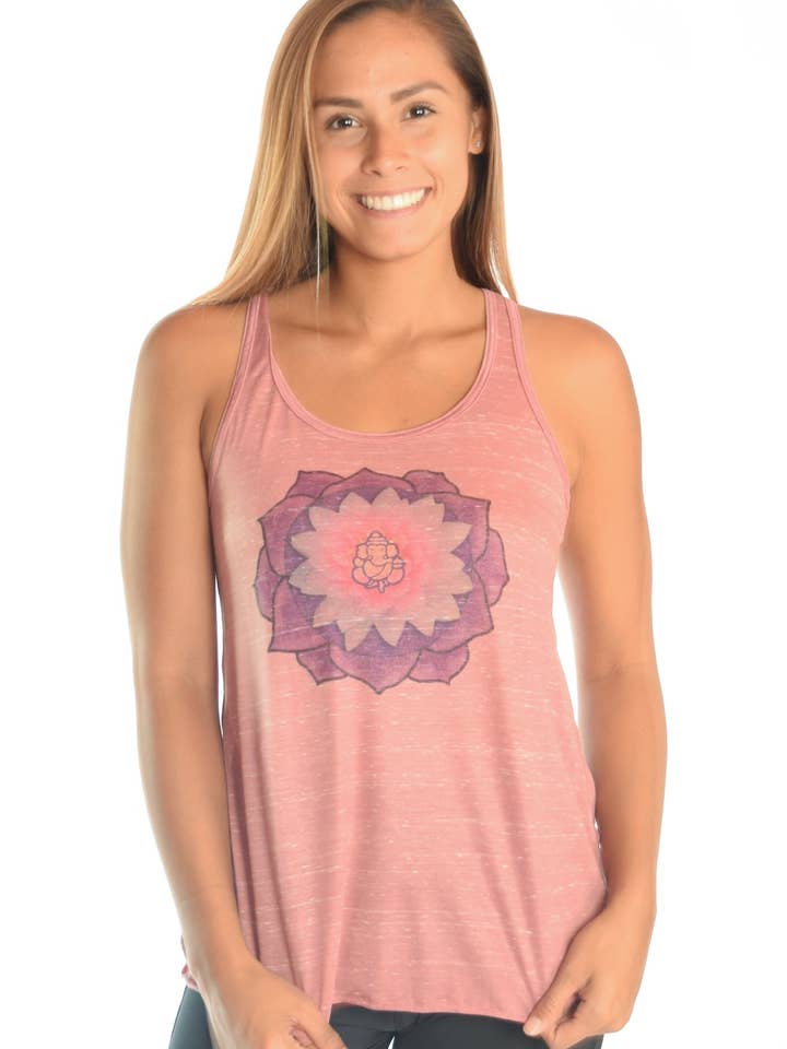 Fließendes Racerback-T-Shirt mit Kronen-Chakra für den Großhandel von Third Eye Threads