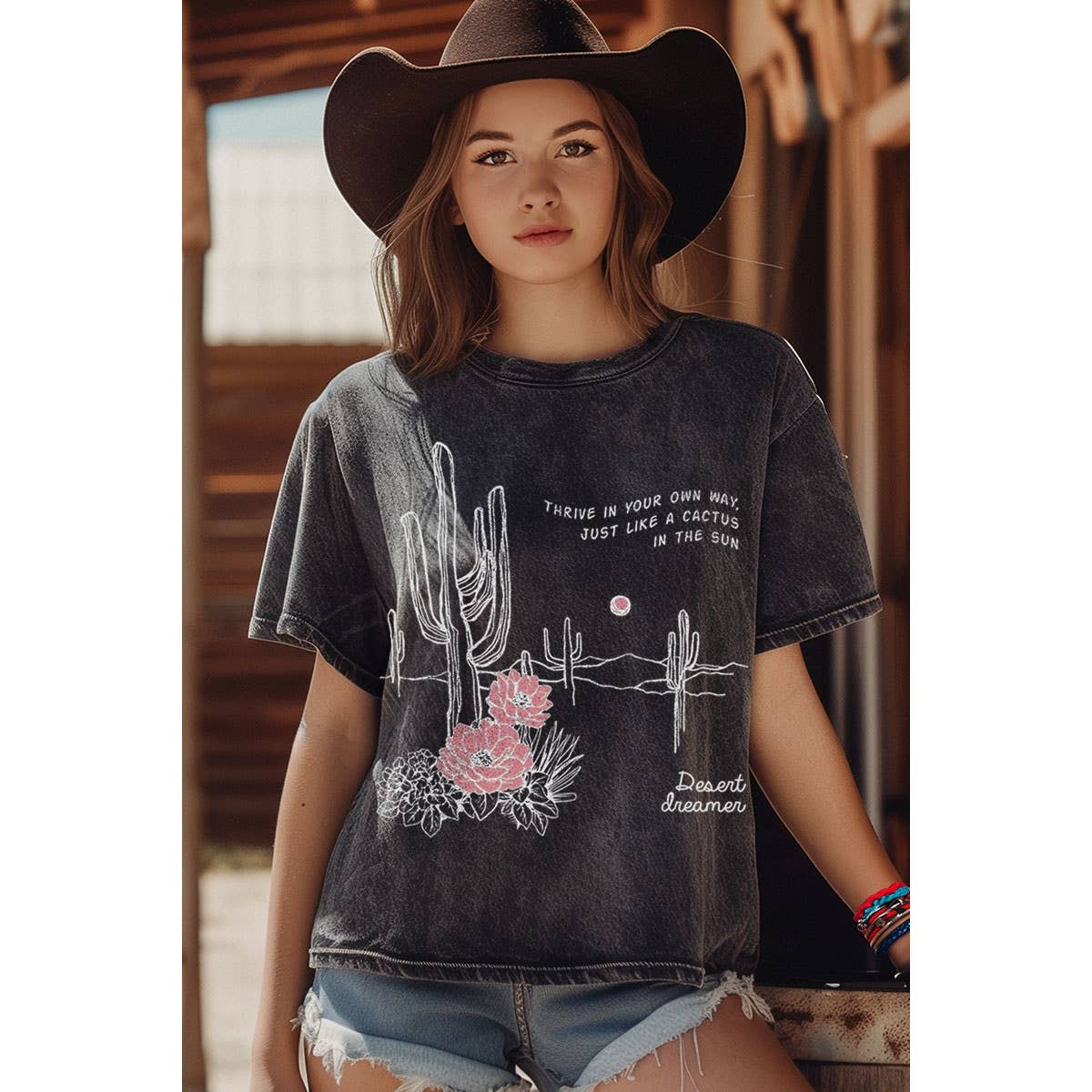 HRTandLUV - Wholesale T-Shirt (Graphic) - Women's - JUST LIKE A CACTUS MINERAL GRAPHIC TOP1