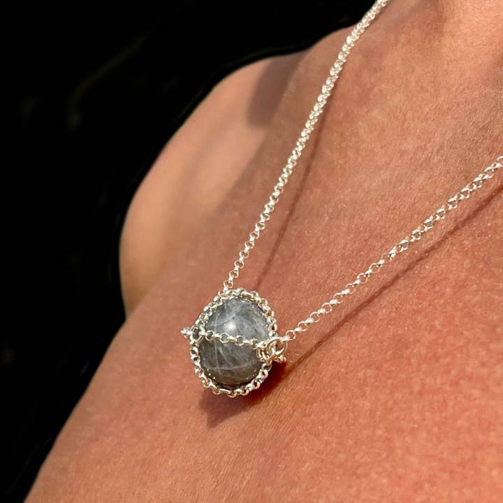 Unisex Labradorit Ædelstenshalskæde i Sterlingsølv for engroshandel hos MHART