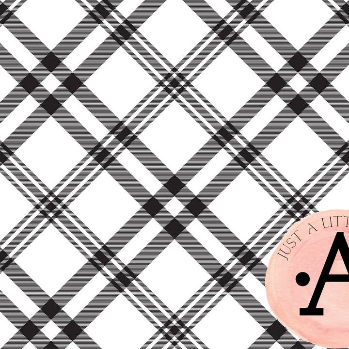 Carte-notes monogramme vichy noir et blanc pour la vente par The Paper Chickadee Design Co.