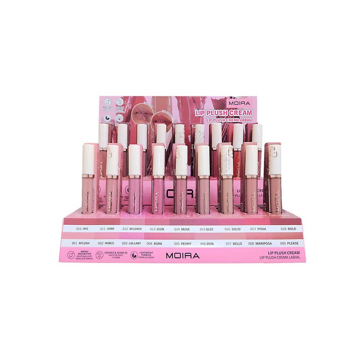 Moira Makeup Display Lip Plush Cream 54pc for wholesale by Moira Cosmetics
