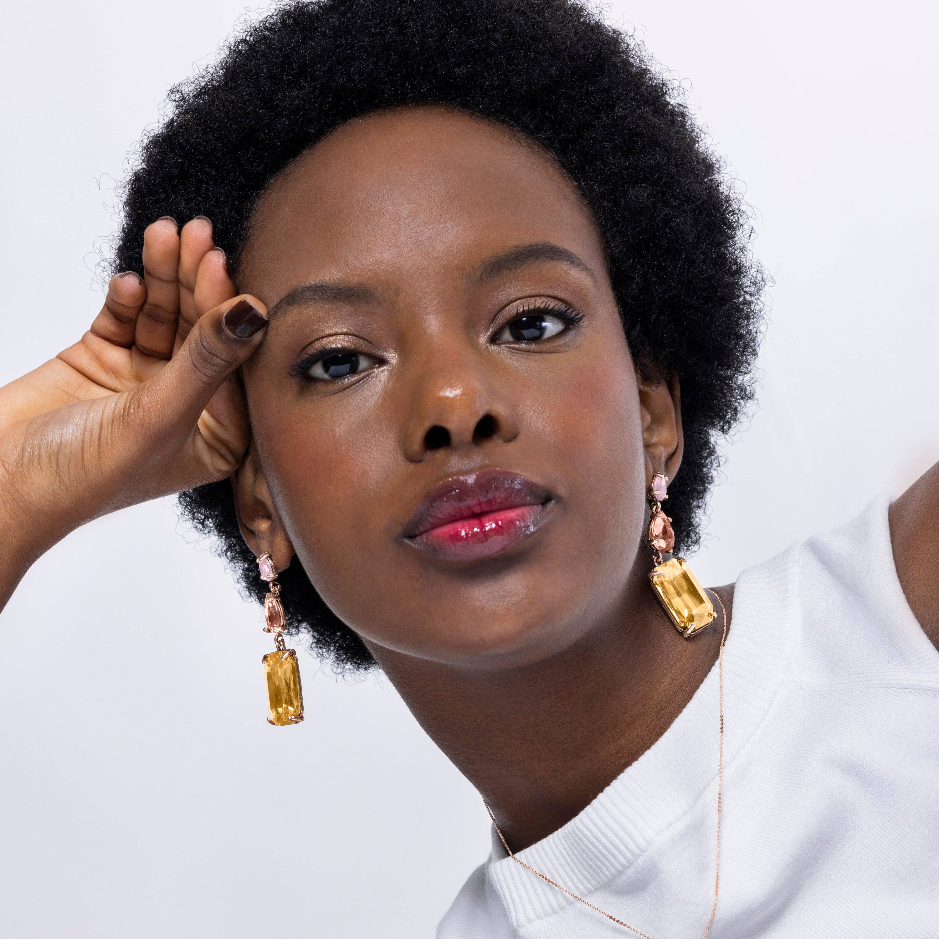 Luxenter - Wholesale Dangle Earrings - Pendientes de Cristal Multicolor acabados en oro amarillo de 18k - Kiop2