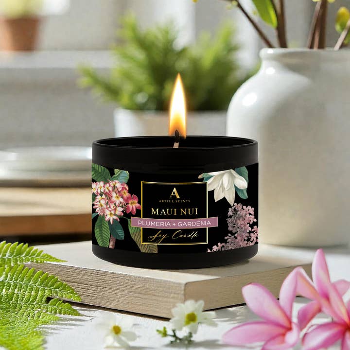 Artful Scents - Vendita all'ingrosso Candele da viaggio - Candela Maui Nui - Plumeria + Gardenia1