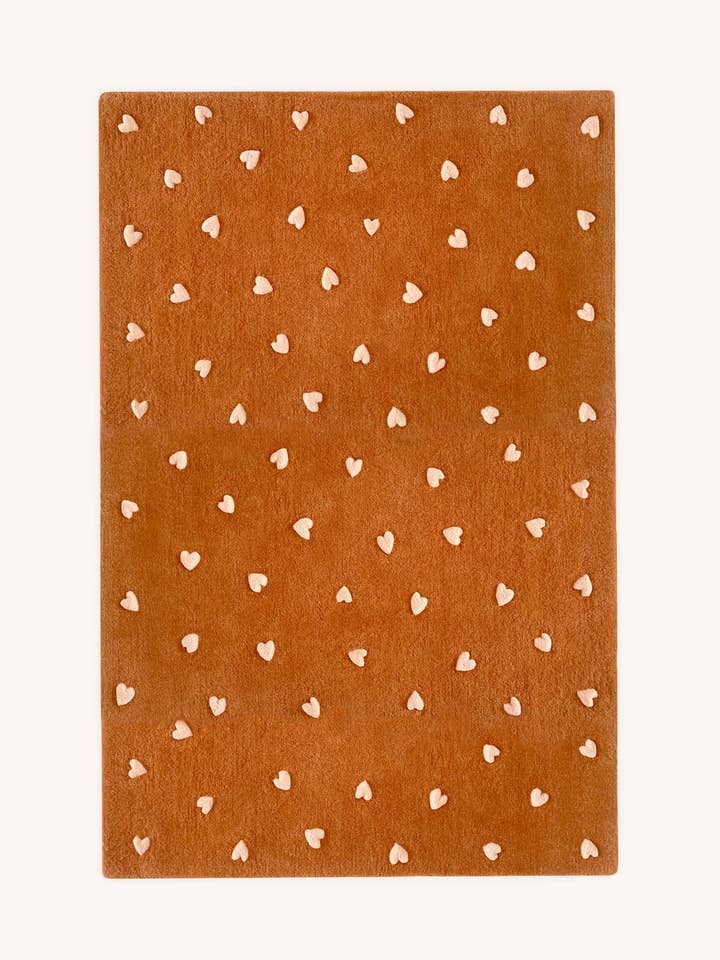 Rug HEARTS Brown / Pink Print 3.9 x 5.9ft for wholesale by VICI Brands: Premier Design Kids Goods 🌍