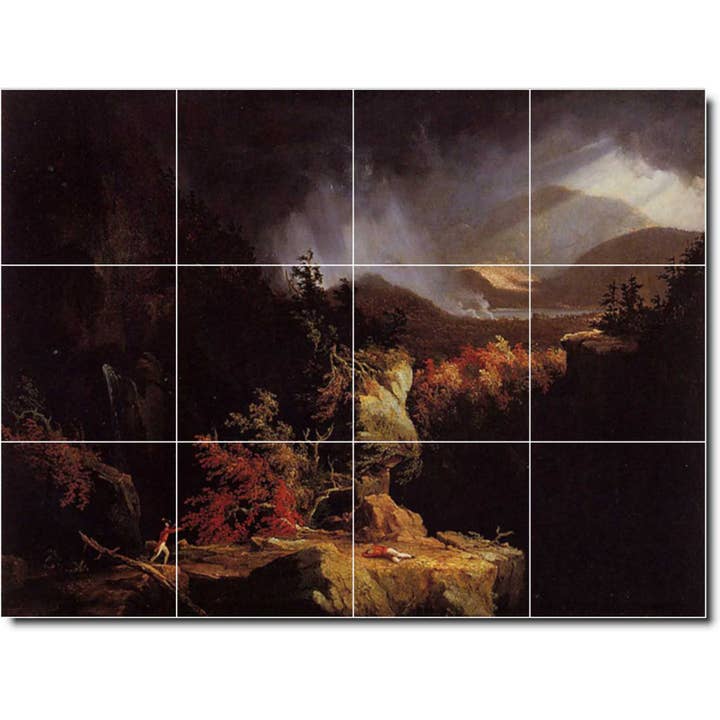 Waterfalls Ceramic Tile Mural PT01824 for wholesale by Picture-Tiles.com