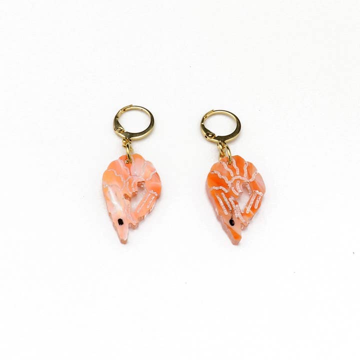 Mini Shrimp Charm Earrings for wholesale by dconstruct