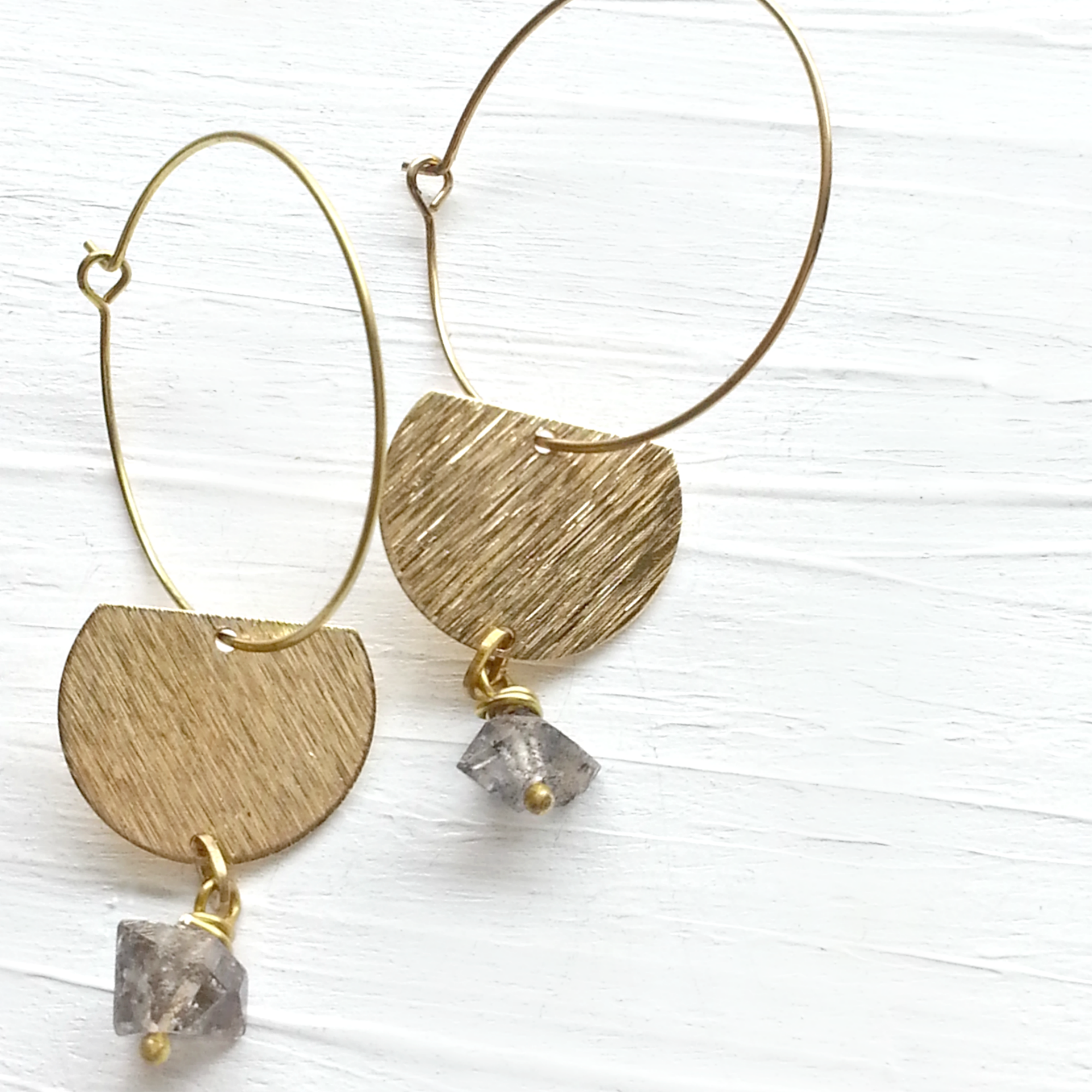 Rose and Della - Wholesale Dangle Earrings - Hoop and Semi Circle Earrings with Quartz Stones4