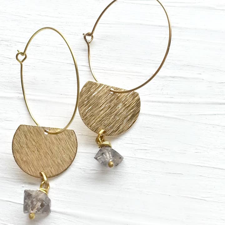 Rose and Della - Wholesale Dangle Earrings - Hoop and Semi Circle Earrings with Quartz Stones4