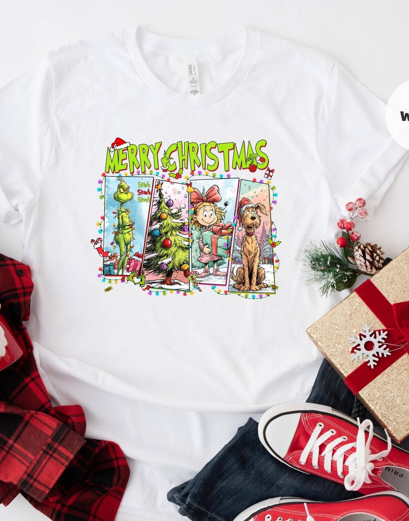 DLT Ecommerce - Wholesale T-shirt (graphic) – women's - Vintage Grinch Merry Christmas Shirt, Funny Holiday Sweater