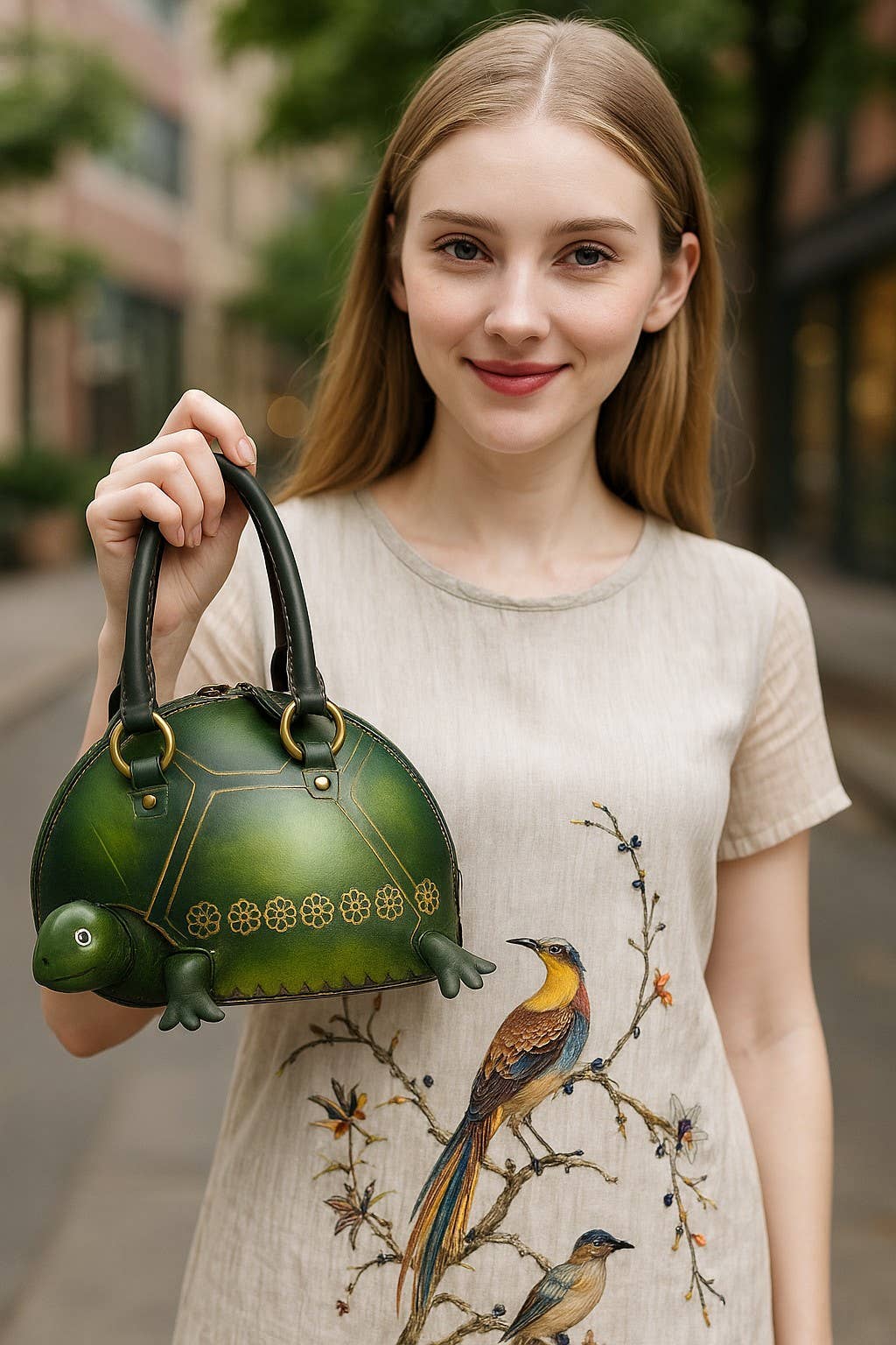 Sunflower Handmade leather inc - Vendita all'ingrosso Borsa con manico - Donna - Borsa a mano in pelle fatta a mano a forma di tartaruga3