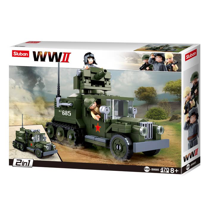 WWII Gaz Half-Track 2-in-1 Building Brick Kit (243 Pcs) for wholesale by Texas Toy Distribution