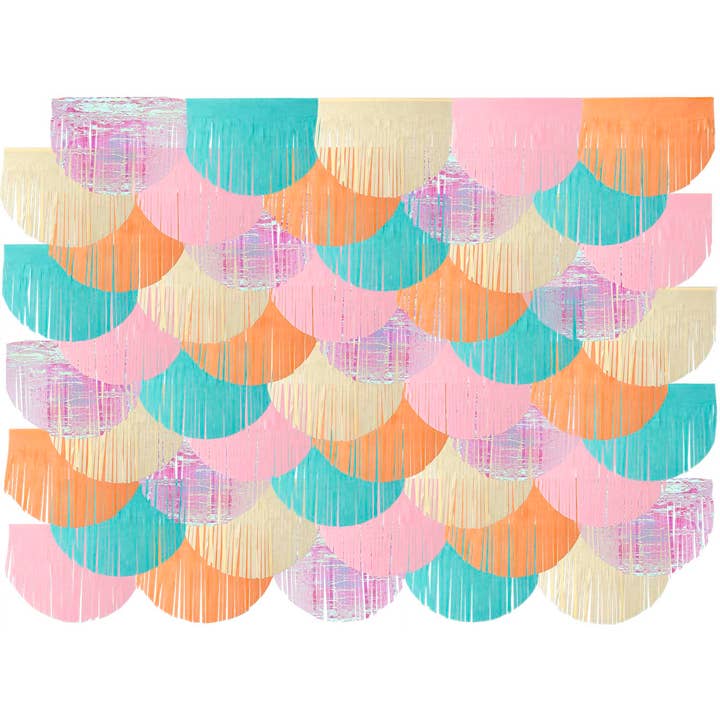 Folat BV - Wholesale Decal - Party Decorations - Party Fringe Backdrop - Pastel - 2 x 2 m