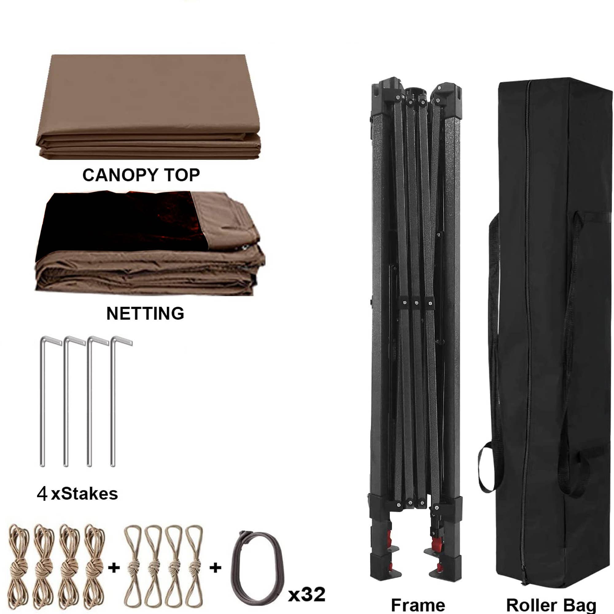 Brown Outdoor 11x11Ft Pop Up Gazebo Canopy w/Removable Netting for wholesale on Faire5