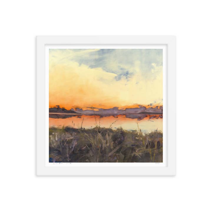 "South Blind" Framed Art Print, Coastal Beach Warm Tones for wholesale by Walker T. Roman