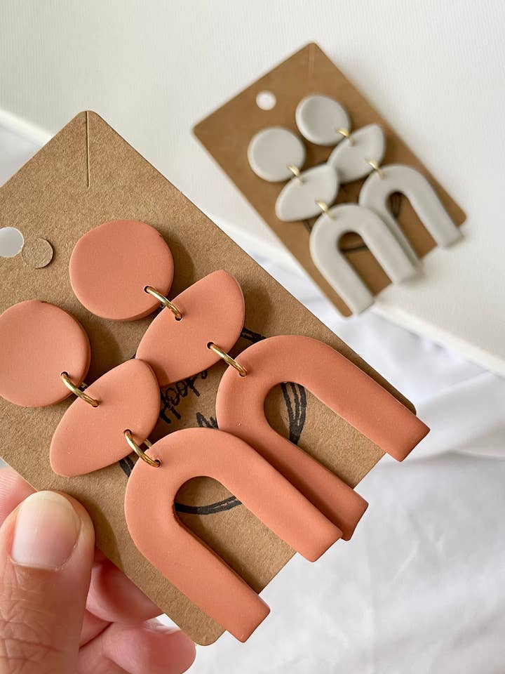 Pebble Arch Polymer Clay Dangle for wholesale by Hooks and Clay