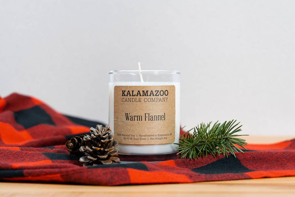 Kalamazoo Candle Company - Wholesale Jar/Filled Candle - Warm Flannel Soy Candle 10oz - Hand-Poured Michigan1