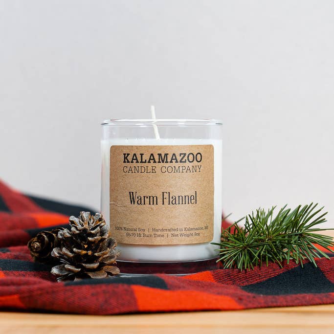 Kalamazoo Candle Company - Wholesale Jar/Filled Candle - Warm Flannel Soy Candle 10oz - Hand-Poured Michigan1