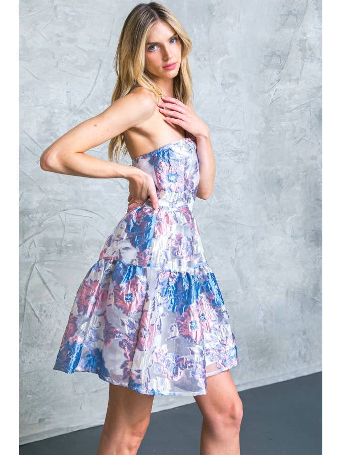 IVORY BLUE A novelty woven fabric mini dress - ID20313 for wholesale on Faire