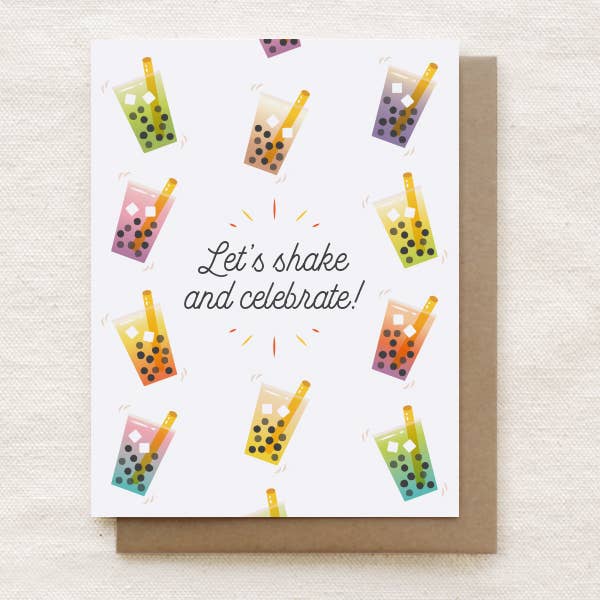 Let's Shake and Celebrate - Bubble Tea Birthday Card for wholesale by Quirky Paper Co.