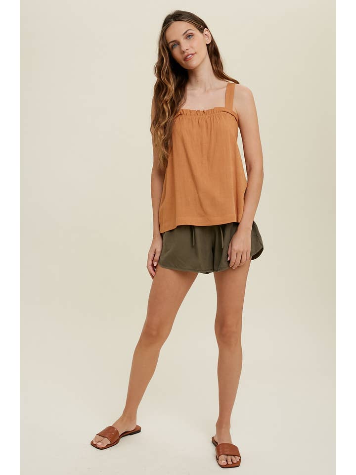 Wishlist Apparel - Wholesale Camisole - Women's - SQUARE NECK CAMI WITH RUFFLE DETAIL / WL22-71431