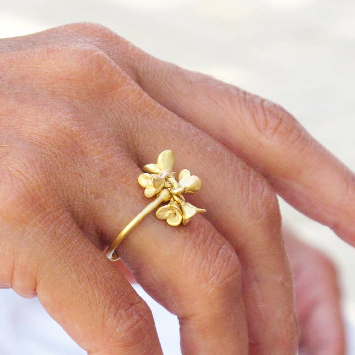 Verstelbare sierlijke paarse bloem bedelring, klokjesring voor wholesale door idiliusjewelry