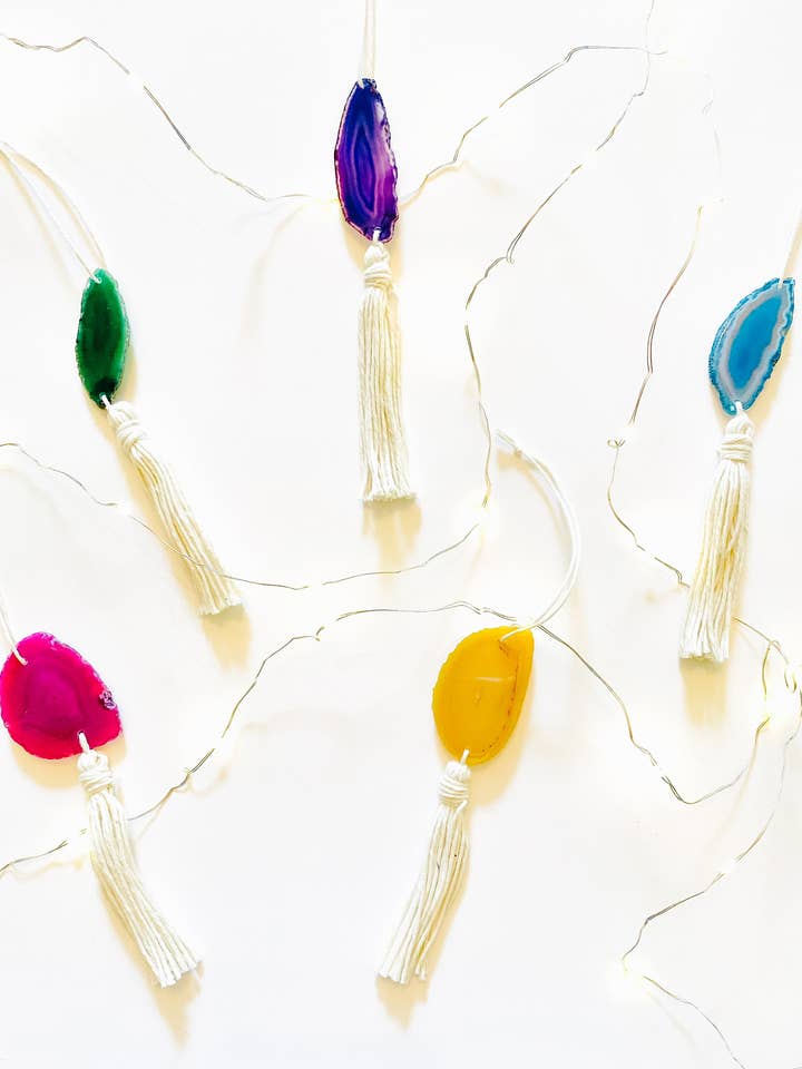 Agate Tassel Ornament for wholesale by Maple + Love