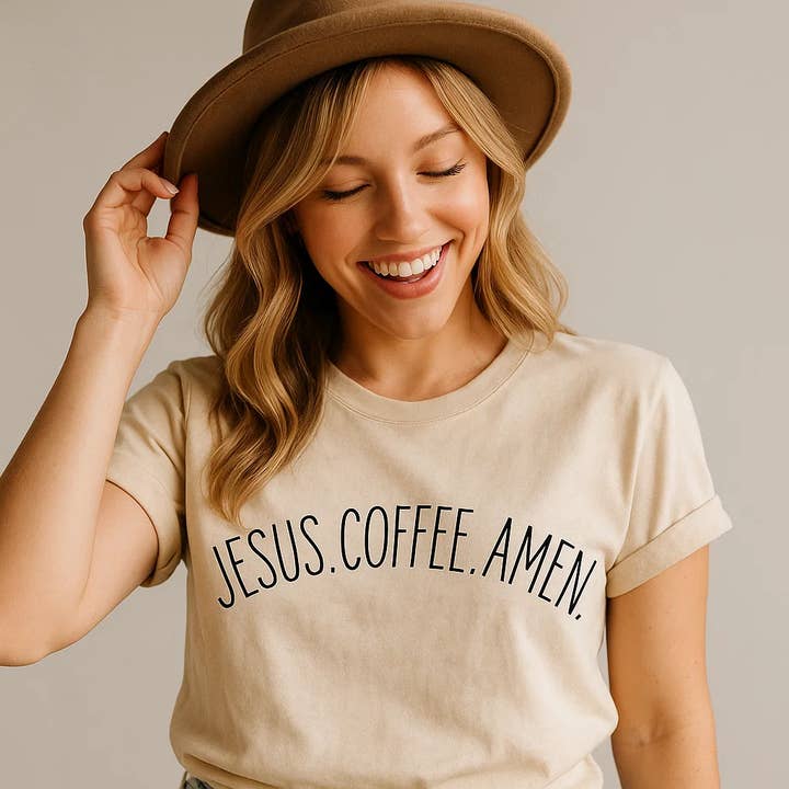 JESUS COFFEE AMEN Tee, Christian Shirt, Faith T-Shirt for wholesale by Soleinspire