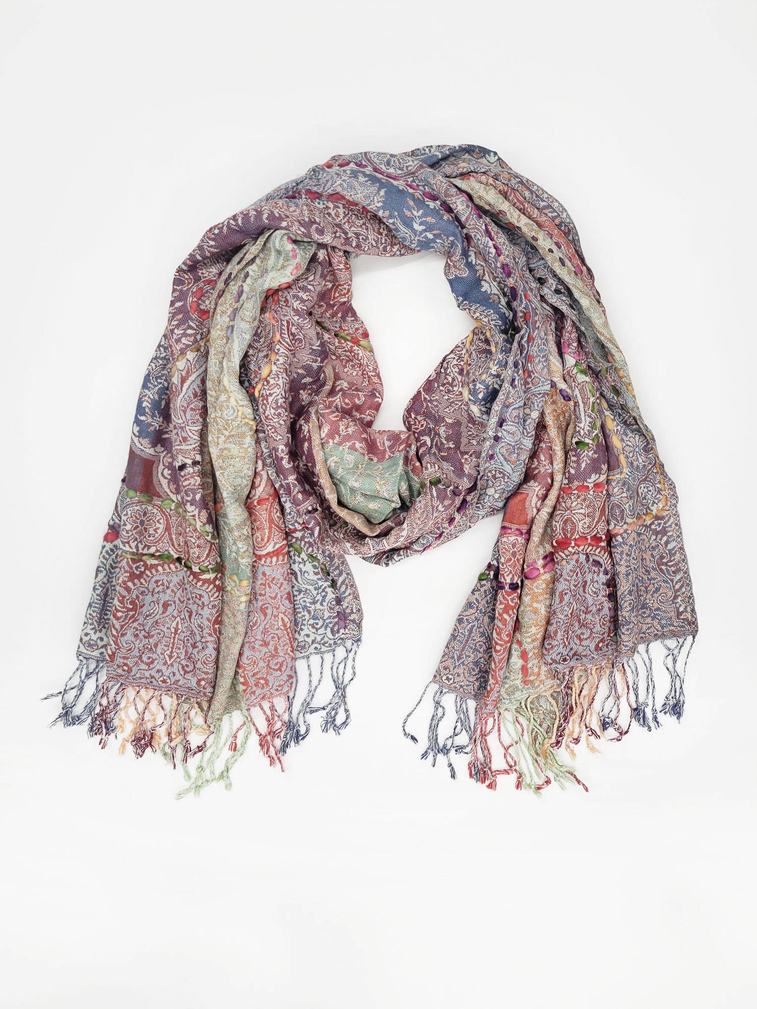 Raj Trading & Imports (USA) Inc. - Wholesale Scarf - Women's - Amanda Thick Stitch Embroidered Scarf Shawl14