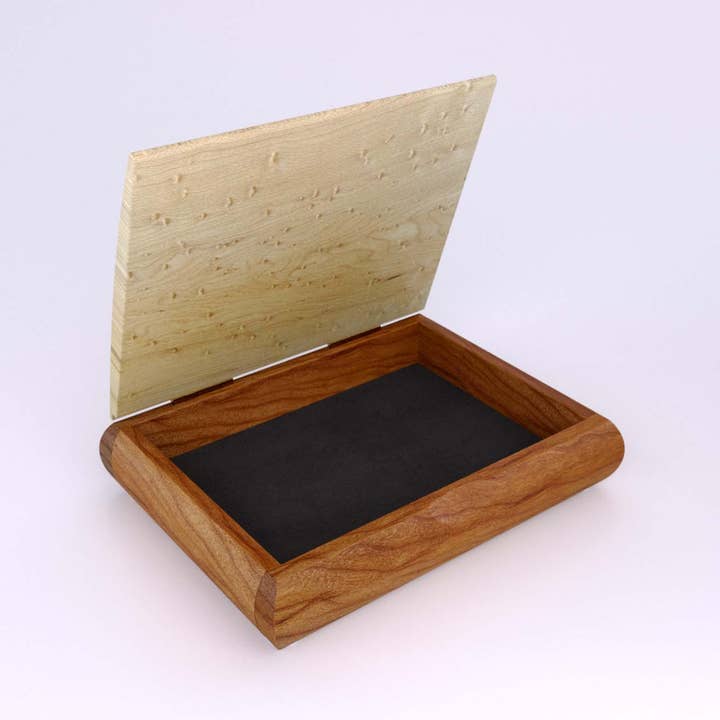 Mikutowski Woodworking - Venta al por mayor Joyero/organizador de joyas - Caja Tranquility de madera grabada con frases superventas16