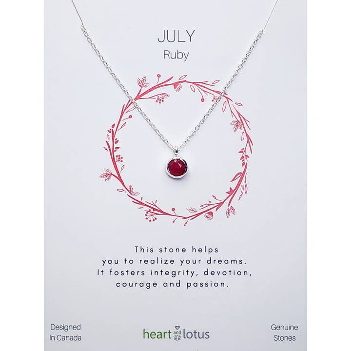 Heart and Lotus Sterling Silver Jewelry – Colar pingente/pendente por atacado – Colar de Pedra de Nascimento de Julho em Rubi + Ouro4
