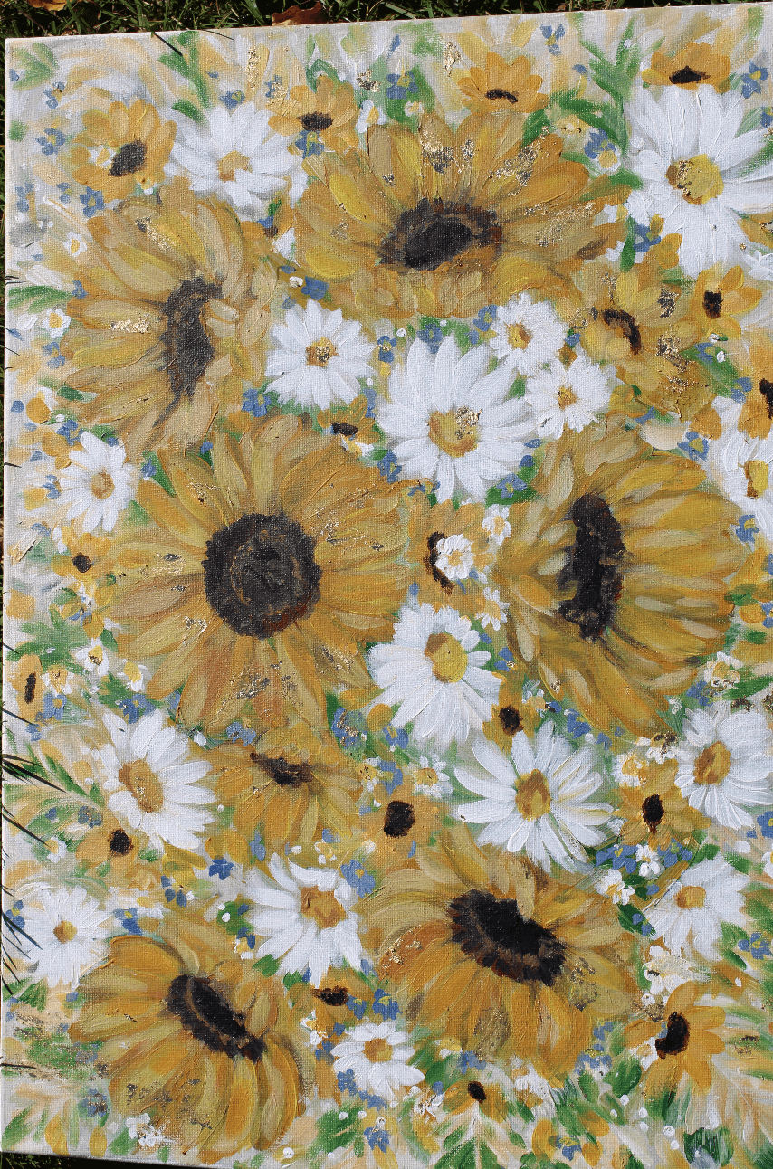 glad you're here co - Wholesale Painting/Drawing - Sunflower and Daisies Abstract Original Painting Acrylic8