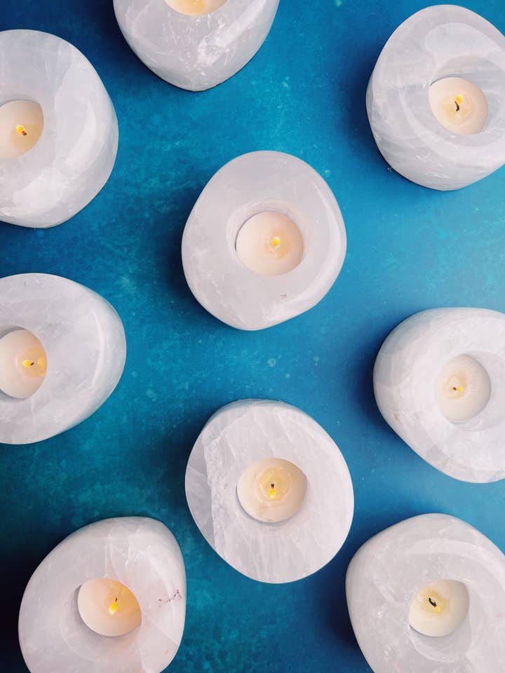 Portavelas de cristal de cuarzo para venta al por mayor de Terra Dawn Minerals