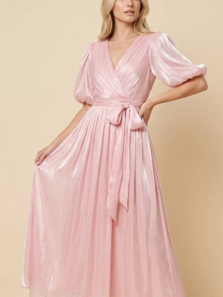 MF2520-rose lang kjole gennemsigtig for engroshandel hos Lilie Rose