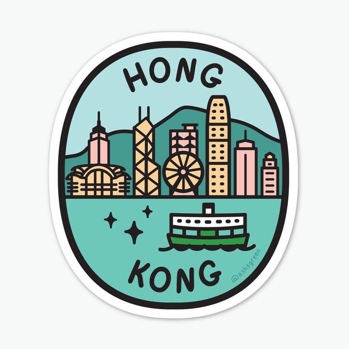 Hongkong Hafen - 3" Vinyl-Aufkleber für den Großhandel von Ashleigh Green Studios