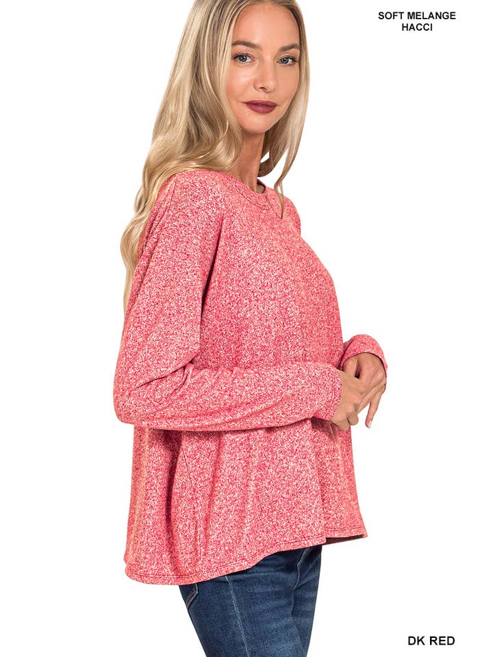 Vanilla Monkey - Wholesale Lounge Set - Women's - Soft Melange Long Sleeve Tee And Shorts Set8