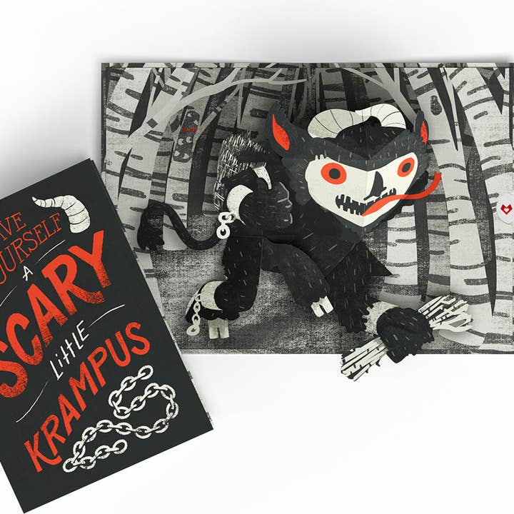 Lovepop Cards - Wholesale Christmas Card - Scary Little Krampus Christmas Pop-Up Card 5x7"2