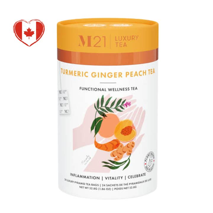 Turmeric Ginger Peach Luxury Tea | Canadian | 24 Tea Bags for wholesale by Tega Organic Tea