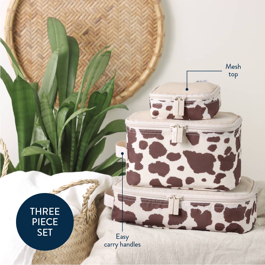 Itzy Ritzy - Wholesale Packing Cube - Giddy Up! Cow Print Pack Like a Boss™ Packing Cubes1