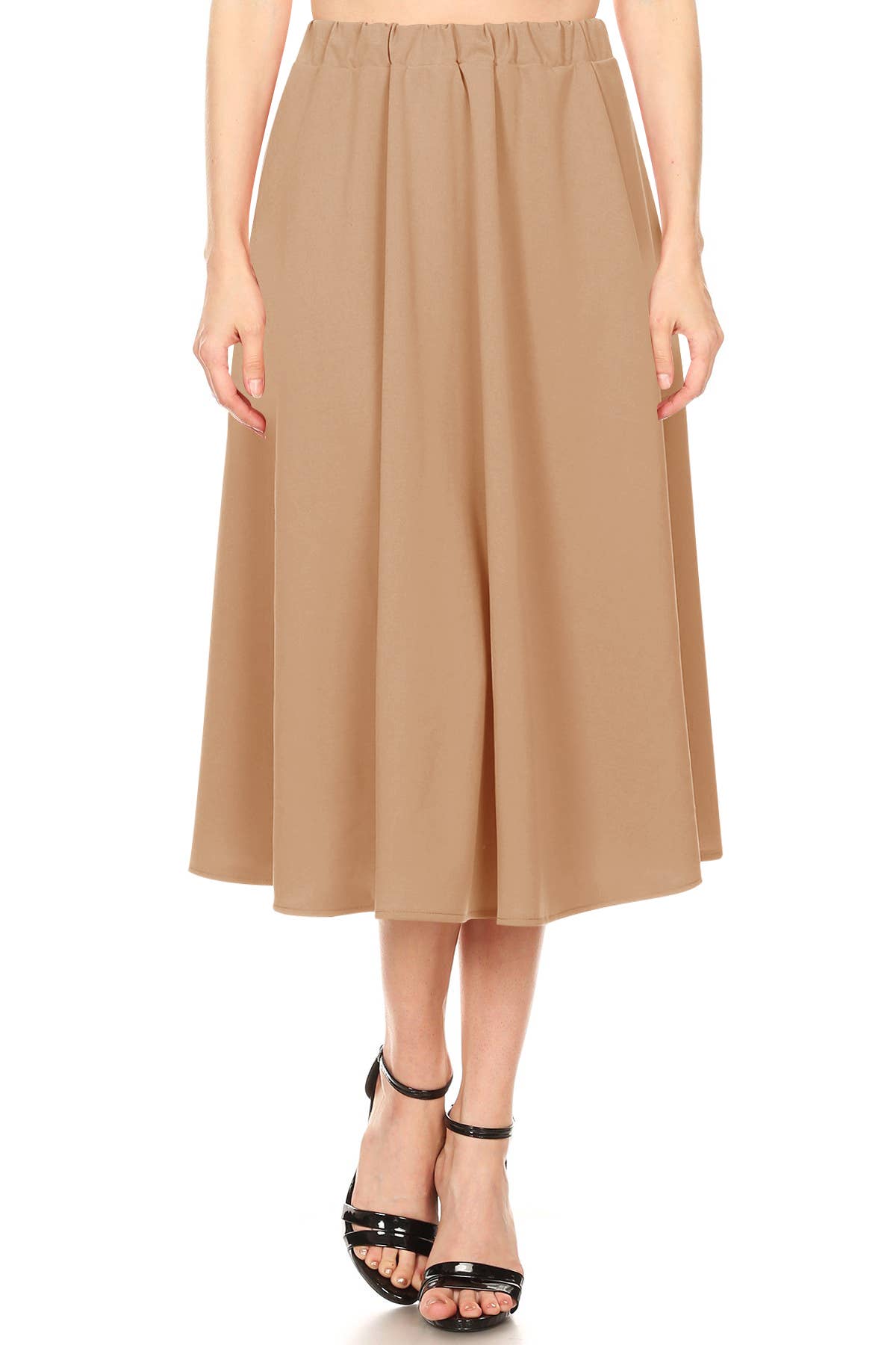 MOA COLLECTION - Vente Jupe – femme - Femme Casual Trapèze Plissée Solide Jupe Midi11