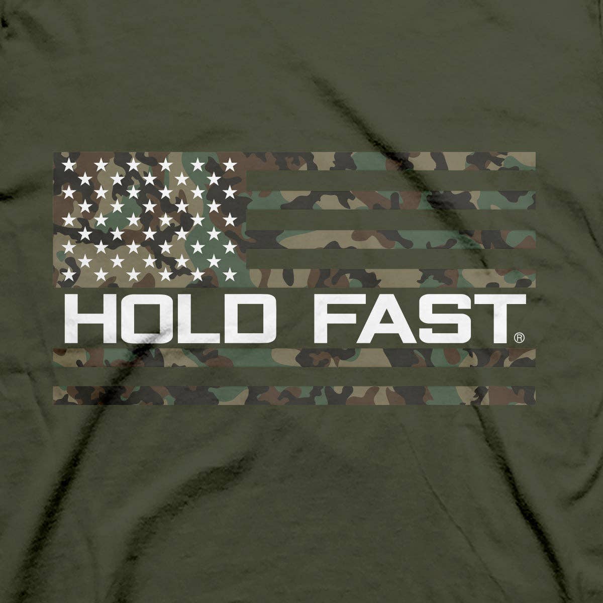 Military Green HOLD FAST Mens T-Shirt We The People Camo for wholesale on Faire5